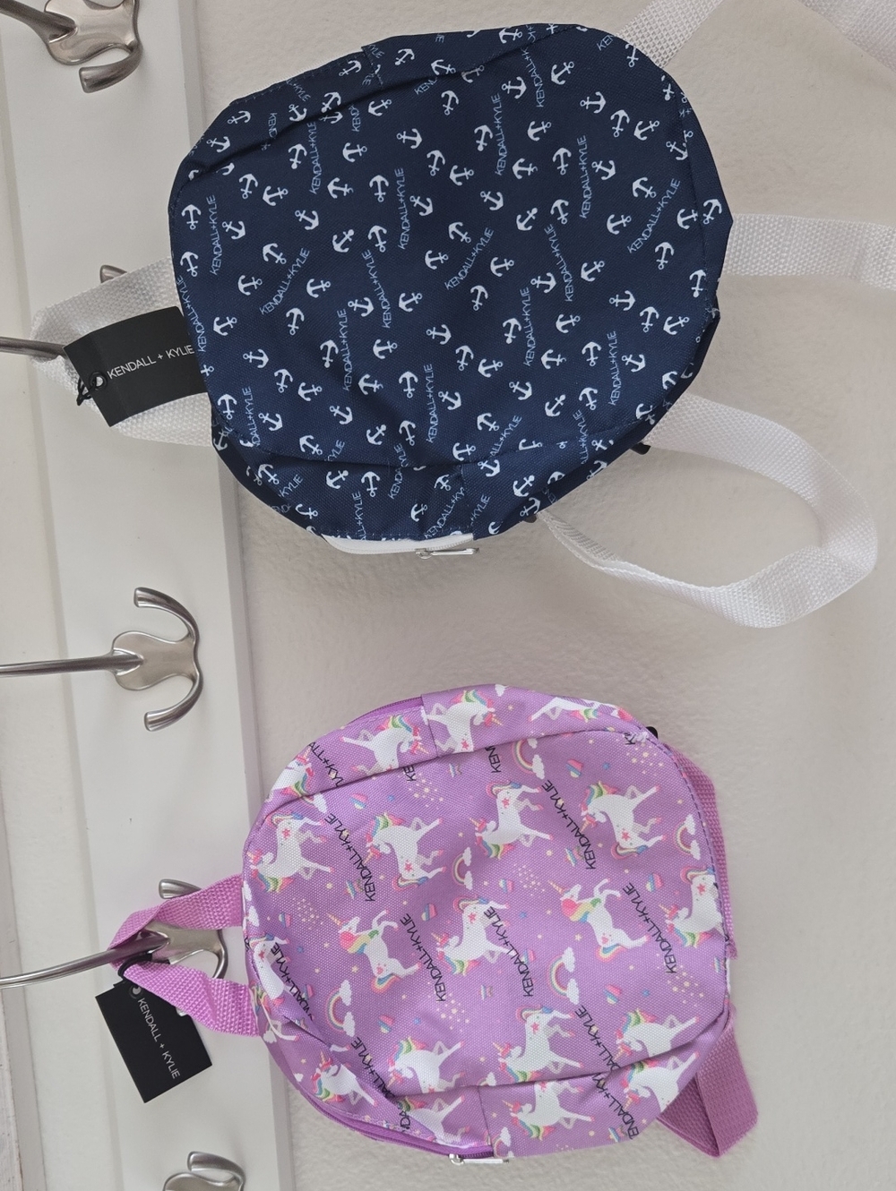 Kendall & Kylie Navy Anchor and Purple Unicorn Kids Mini Backpacks